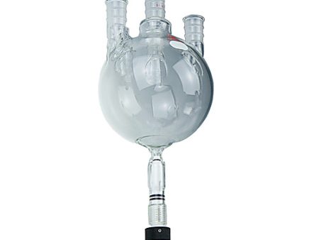 FLASK, SPHERICAL, THREE-NECK, ZERO DEAD SPACE VALVE