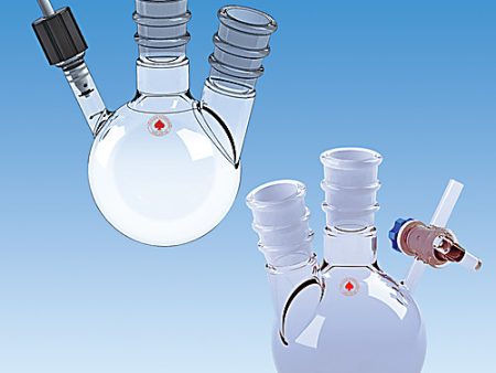 FLASK, ROUND BOTTOM, TWO NECKS, SIDE PORT, NO-AIR