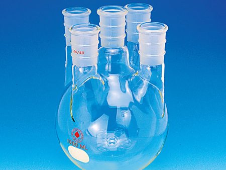 FLASK, ROUND BOTTOM, FIVE NECK, 90 DEGREE FRONT & BACK