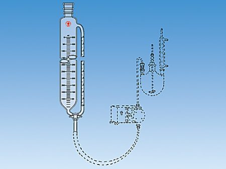 FUNNEL-RESERVOIR, RATE MEASURING WITH PTFE PLUG, T BORE