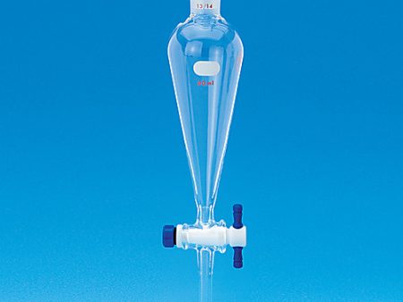 FUNNEL, SEPARATORY, SQUIBB, PEAR-SHAPED, 1:5 PTFE PLUG